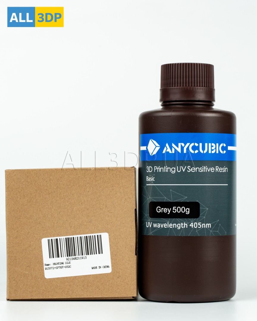 Сіра Базова смола Anycubic 0.5 кг | Anycubic Basic Grey resin 0.5 kg