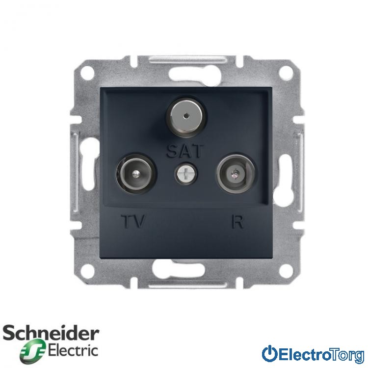 Розетка TV-R-SAT проходная (8 dB) антрацит Asfora Schneider Electric (Шнайдер Электрик)