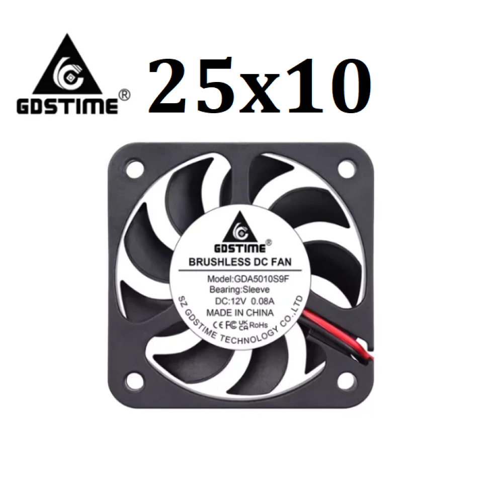 Вентилятор (кулер) 25x10 24В/12В GDA2510, Bearing-Втулка, GDSTime