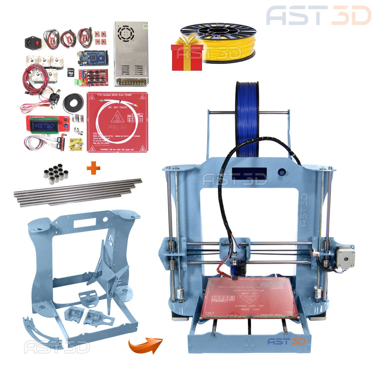 3D принтер Prusa i3 Steel PRO — набор для самостоятельной сборки от AST3D (Anet)