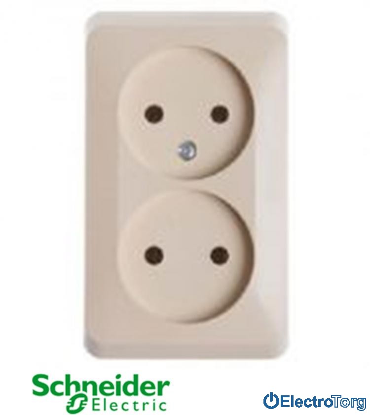 Розетка двойная без заземления 16A 220V слоновая кость Prima Schneider Electric (Шнайдер Электрик)