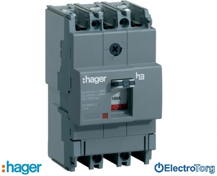Автоматический выключатель x160, In=160A, 3p, 18kA, Т фикс./ М фикс. Hager (Хагер)