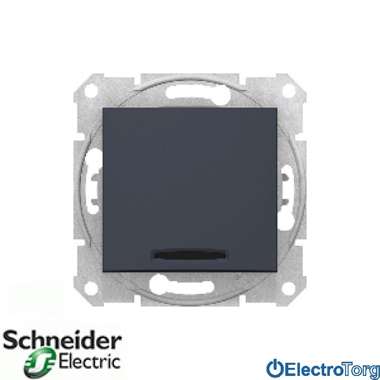 Выключатель 2-х полюсный 1-клавишный 10AX с индикатором графитовый Sedna Schneider Electric (Шнайдер Электрик)