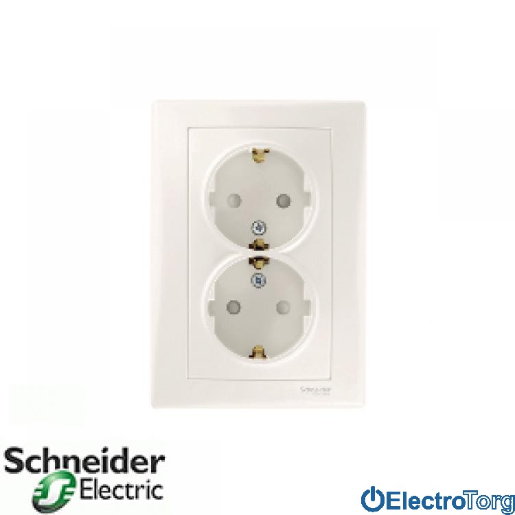 Розетка двойная с заземлением модуль слоновая кость Sedna Schneider Electric (Шнайдер Электрик)