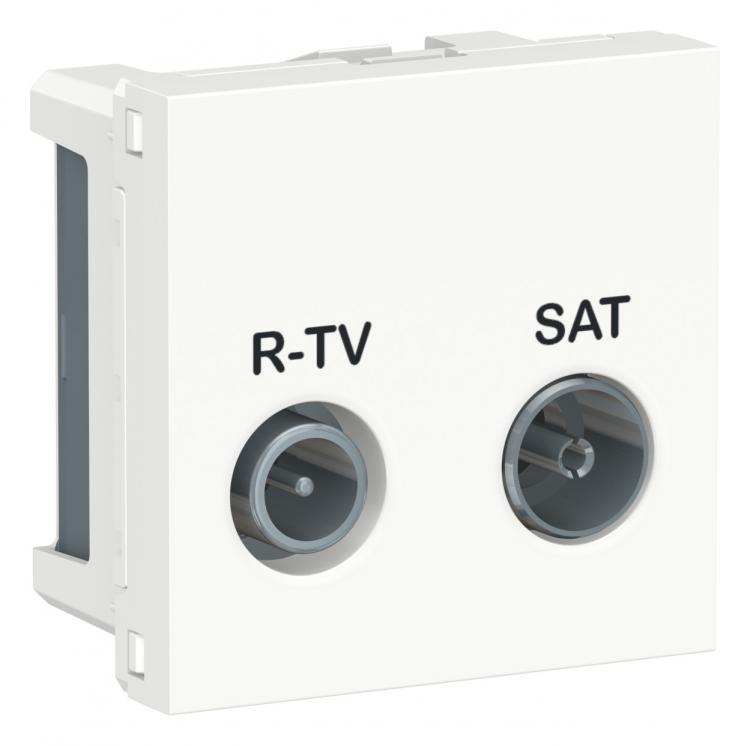 Розетка R-TV SAT проходная 2 модуля белый Unica New Schneider Electric (Шнайдер Электрик)