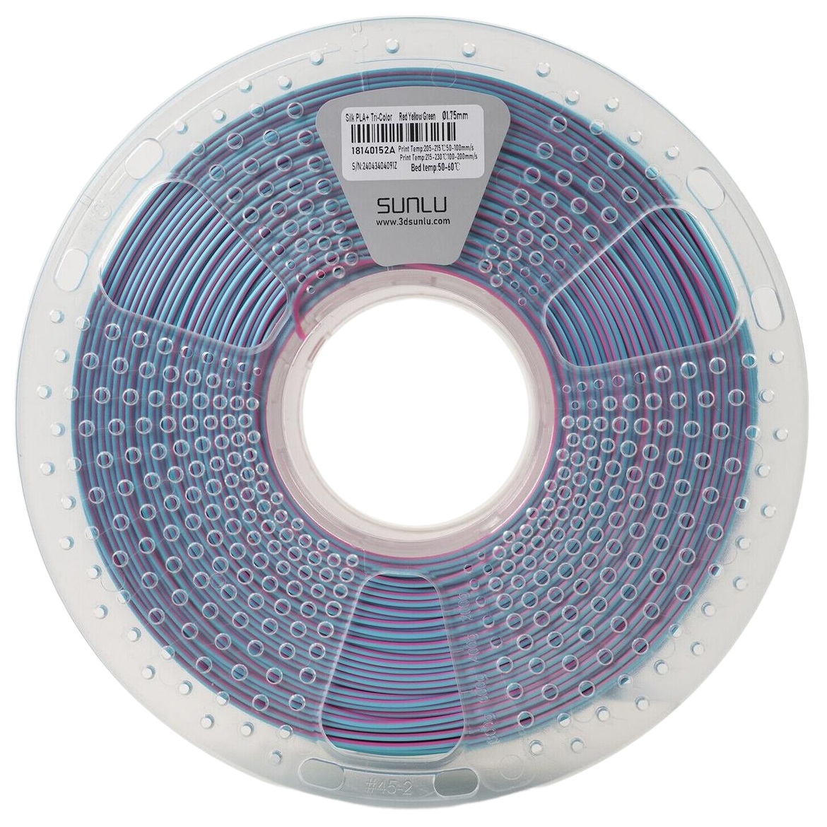 Філамент Sunlu Silk PLA+ Red Yellow Green, 1.75мм, 1кг, червоний/ жовтий/ зелений