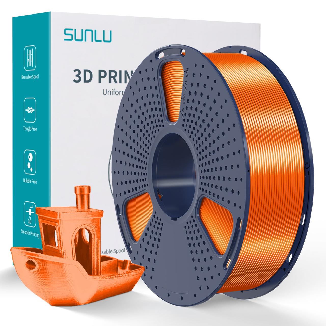 Філамент Sunlu Silk PLA+, 1.75мм, 1кг, помаранчевий