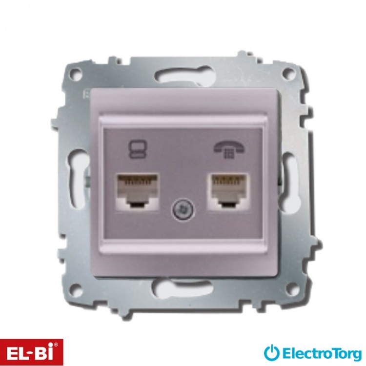 Розетка комп. + телефон ZENA модуль серебряная (RJ45 Cat 5+ RJ 11) EL-BI