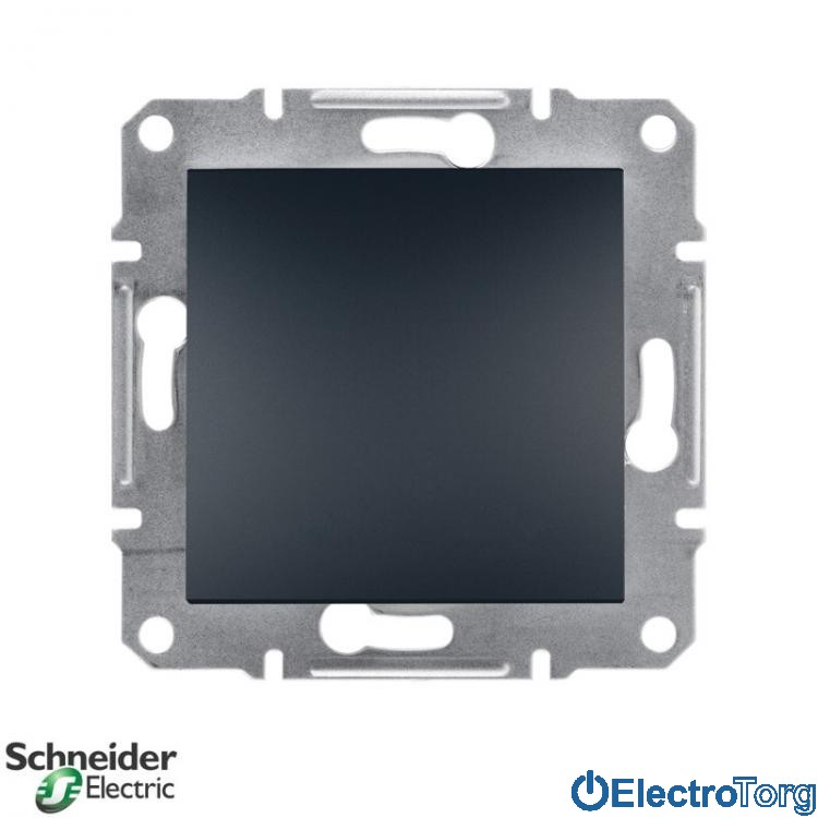 Выключатель одноклавишный двухполюсный антрацит Asfora Schneider Electric (Шнайдер Электрик)
