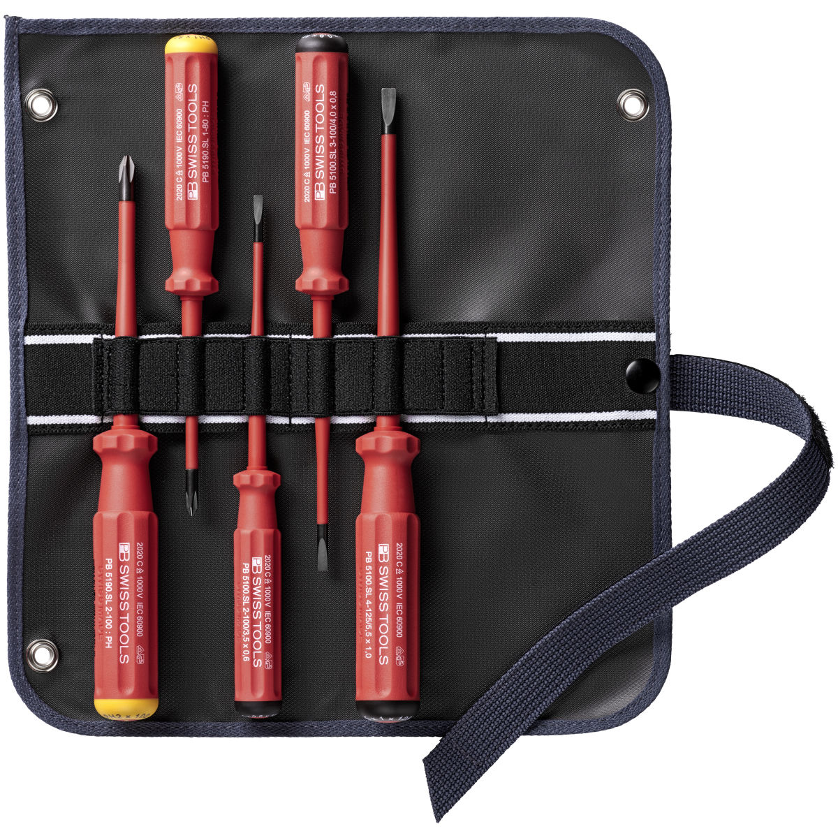 Classic VDE Slim Schraubendreher, Set in kompakter Stoff-Rolltasche, für Schlitz- und PH-Schrauben