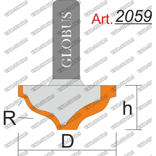 Фреза ГЛОБУС 2059 пазовая фасонная R4 D24 h15 d8