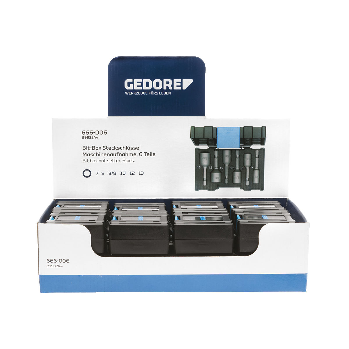 Display mit 16x Bit-Box Steckschlüssel