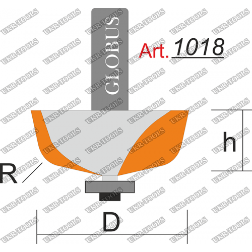 Фреза ГЛОБУС 1018 кромочная калевочная R6 D25 h11 d8
