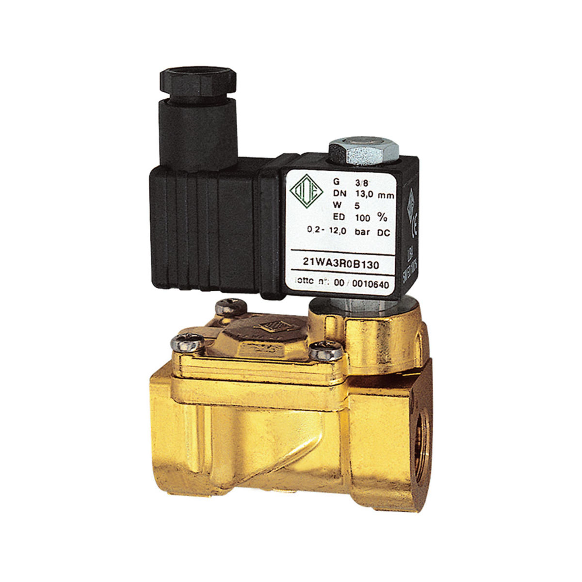 2/2-MV, Messing, NC, vorgesteuert, 24V DC, 5W, NBR, G1/2, PN0, 2-16bar