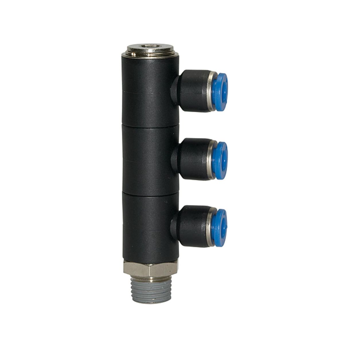 L-Mehrfachverteiler »Blaue Serie«, 3-fach drehbar, R 1/4 außen Ø10 mm