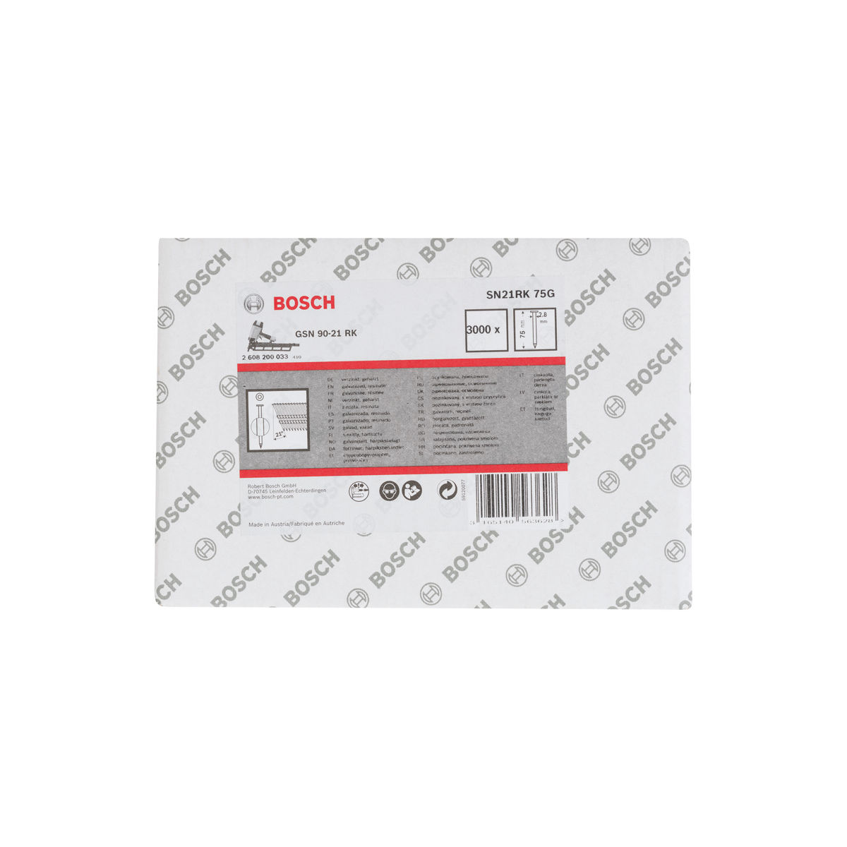 Rundkopf-Streifennagel SN21RK 75G 2,8 mm, 75 mm, verzinkt, glatt, 3000er-Pack