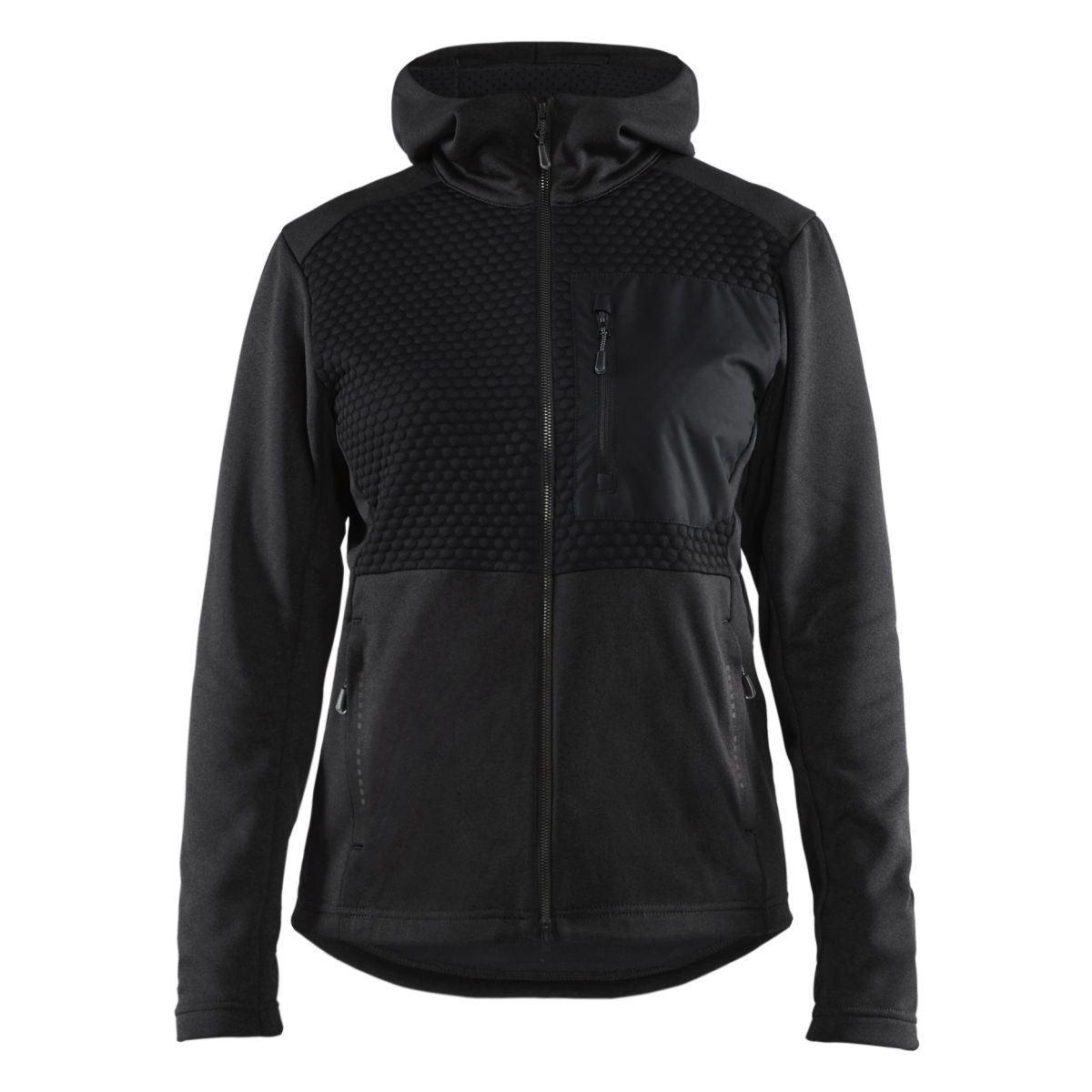 Damen Kapuzenjacke mit Reißverschluss Schwarz M, schwarz