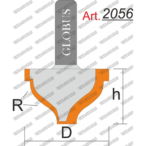 Фреза ГЛОБУС 2056 пазовая фасонная R8 D28 h18 d8