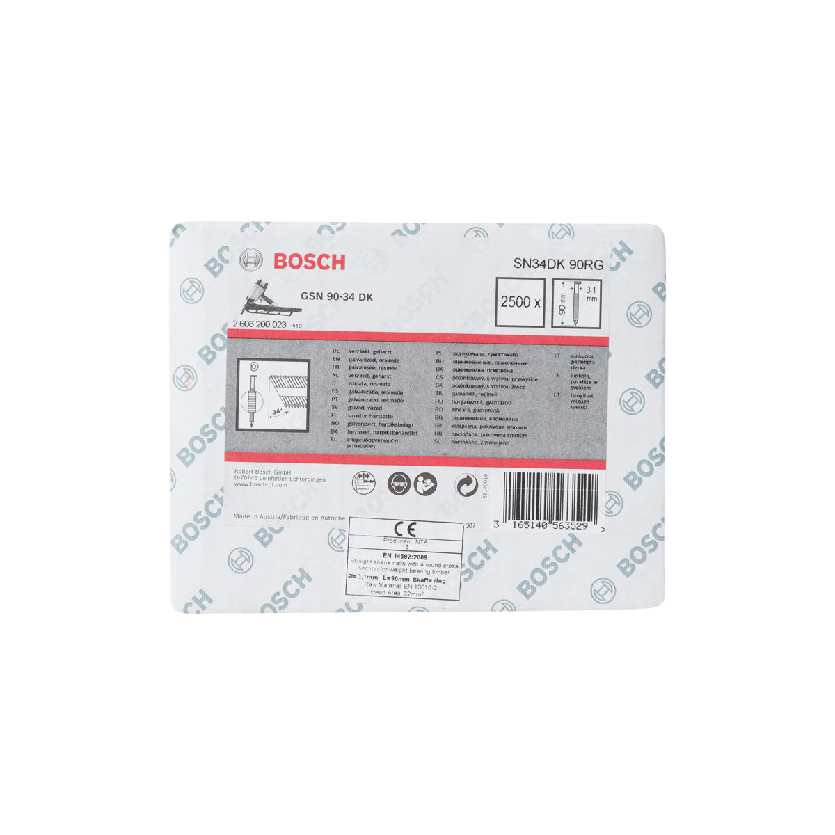 D-Kopf Streifennagel SN34DK 90RG, 3,1 mm, 90 mm, verzinkt, gerillt, 2500er-Pack