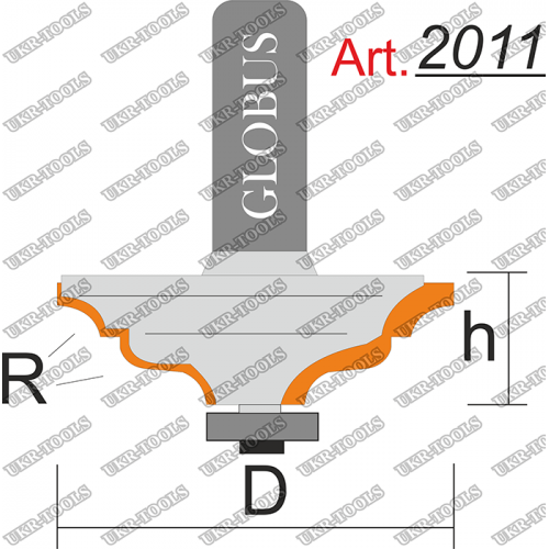 Фреза ГЛОБУС 2011 кромочная калевочная R6 D53 h20 d8