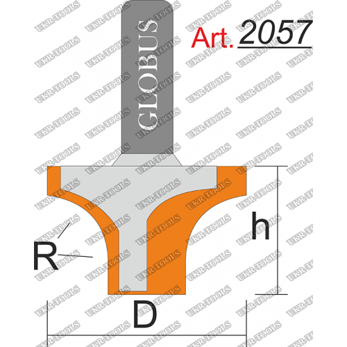 Фреза ГЛОБУС 2057 пазовая фасонная R12 D28 h22 d8