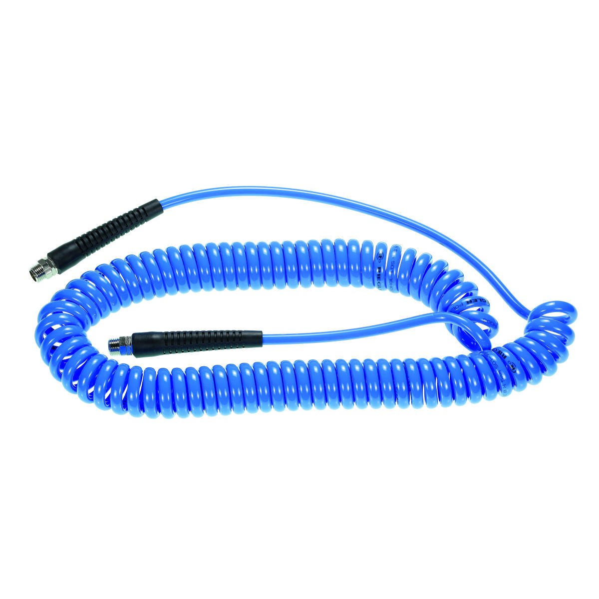 PU-Spiralschlauch 1/4 Zoll mit drehbarer Verschraubung und Knickschutz, nutzbare Schlauchlänge: 3m