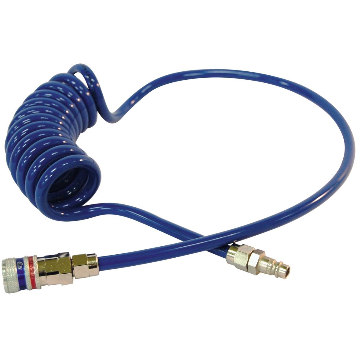 PU-Spiralschlauch 1/4 Zoll mit Sicherheits-Stahlkupplung eSafe ⌀ 8×12 mm, nutzbare Schlauchlänge: 2m