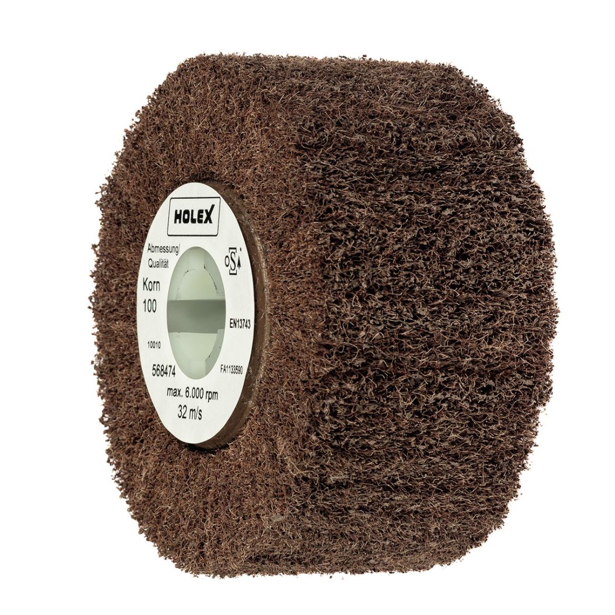 Fächerschleifwalze Vlies (A), ⌀ 100×50 mm, Körnungsvergleich: 100