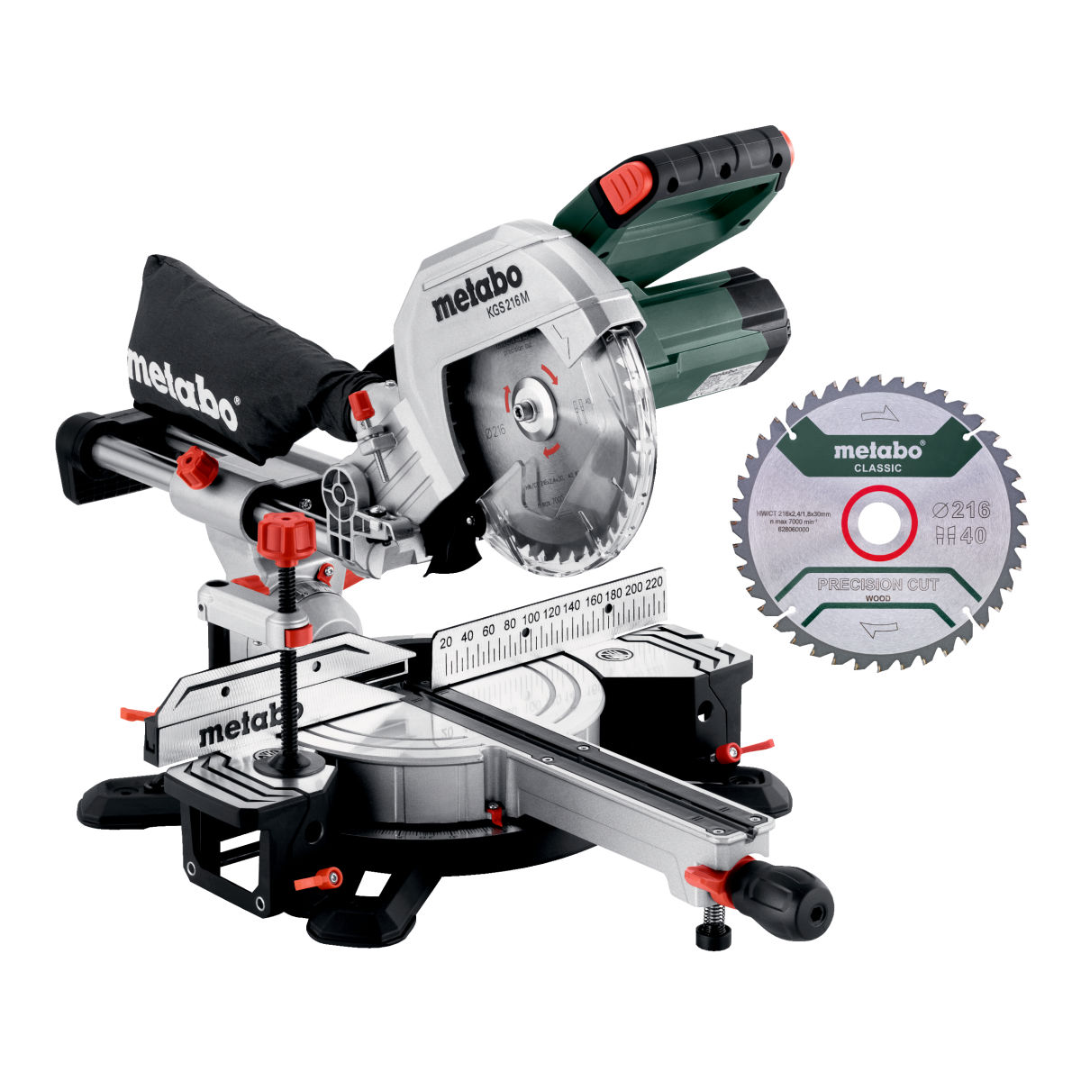 Kappsäge KGS 216 M Set mit 2. Hartmetall-Sägeblatt