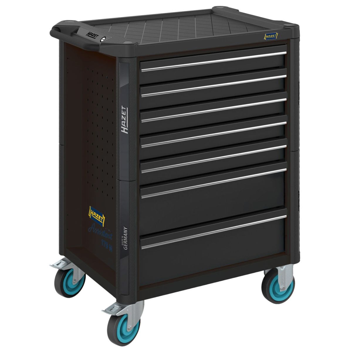 Werkstattwagen ∙ Assistent 179N ∙ einzeln ∙ L x B x H: 785 mm x 518 mm x 1020 mm ∙ Schubladen, flach: 5× 81 x 522 x 398 mm ∙ Schubladen, hoch: 2× 166 x 522 x 398 mm