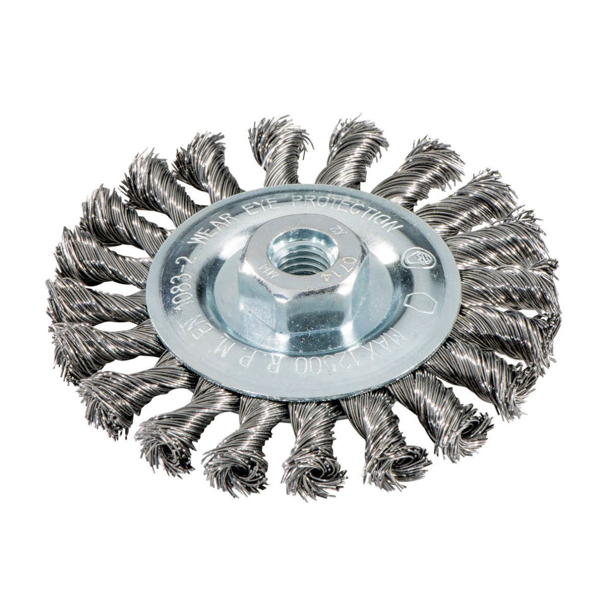 Rundbürste 115x0,5x10 mm / M 14, Edelstahl, gezopft