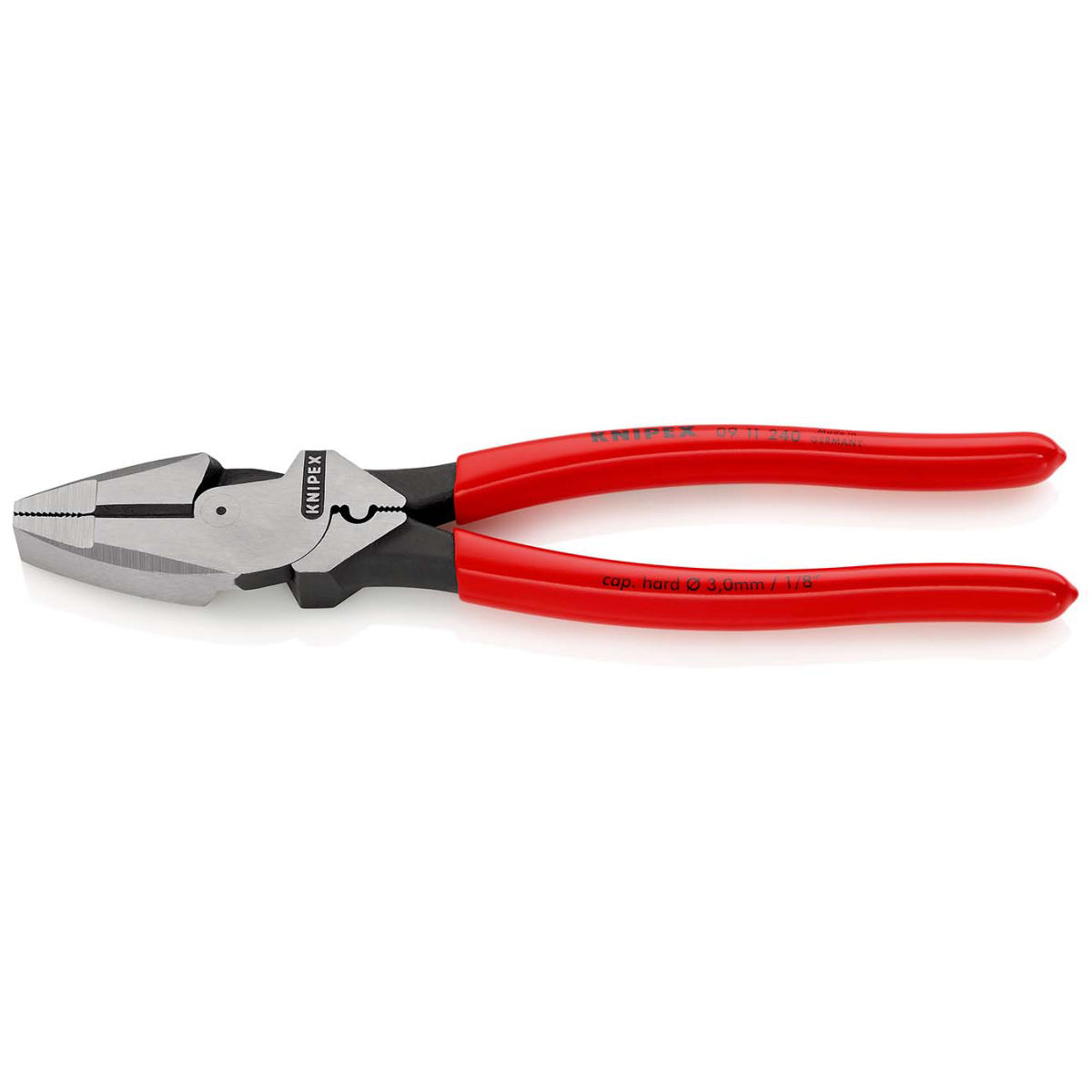 Kraft-Kombizange ″Lineman's Pliers″ amerikanisches Modell mit rutschhemmendem Kunststoff überzogen schwarz atramentiert 240 mm