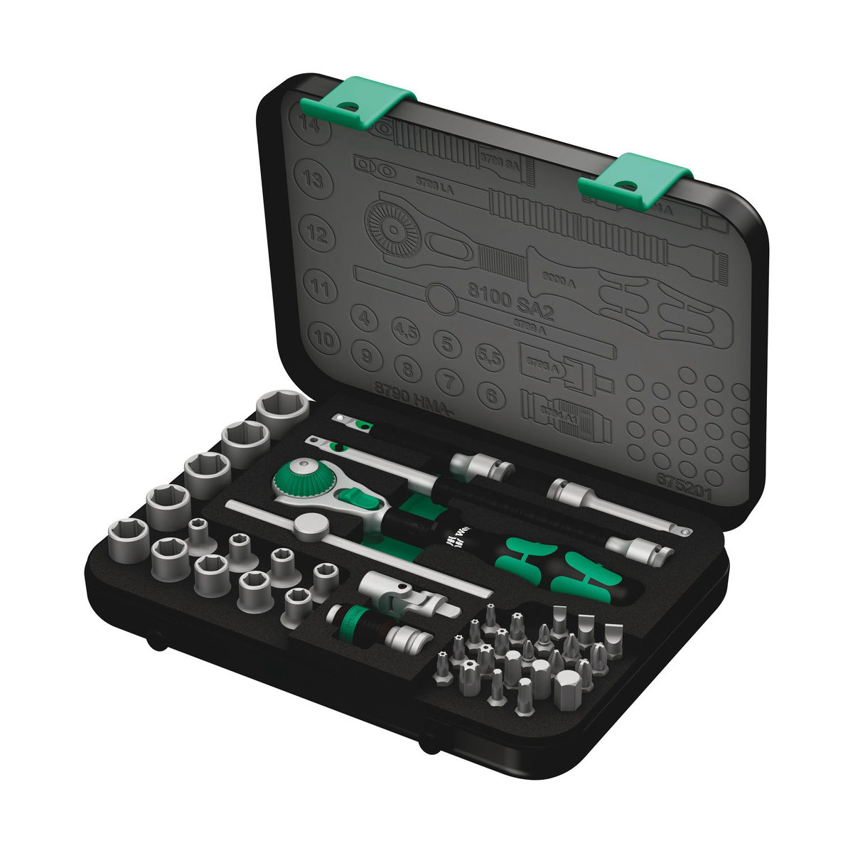 8100 SA 2 Zyklop Speed-Knarrensatz, 1/4″-Antrieb, metrisch, 42-teilig