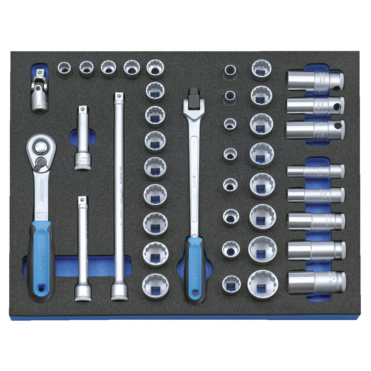 Steckschlüssel-Sortiment 3/8″ in Check-Tool-Modul, 43-teilig