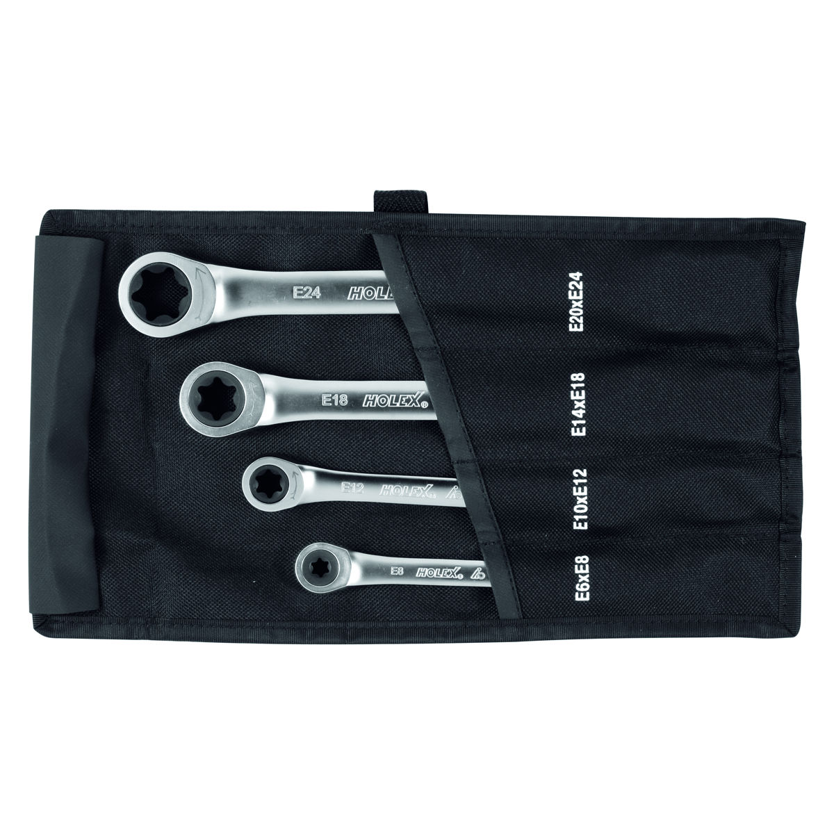 Doppel-Ratschenringschlüssel-Satz für Torx®-Schrauben, in Tasche, Anzahl Schlüssel: 4