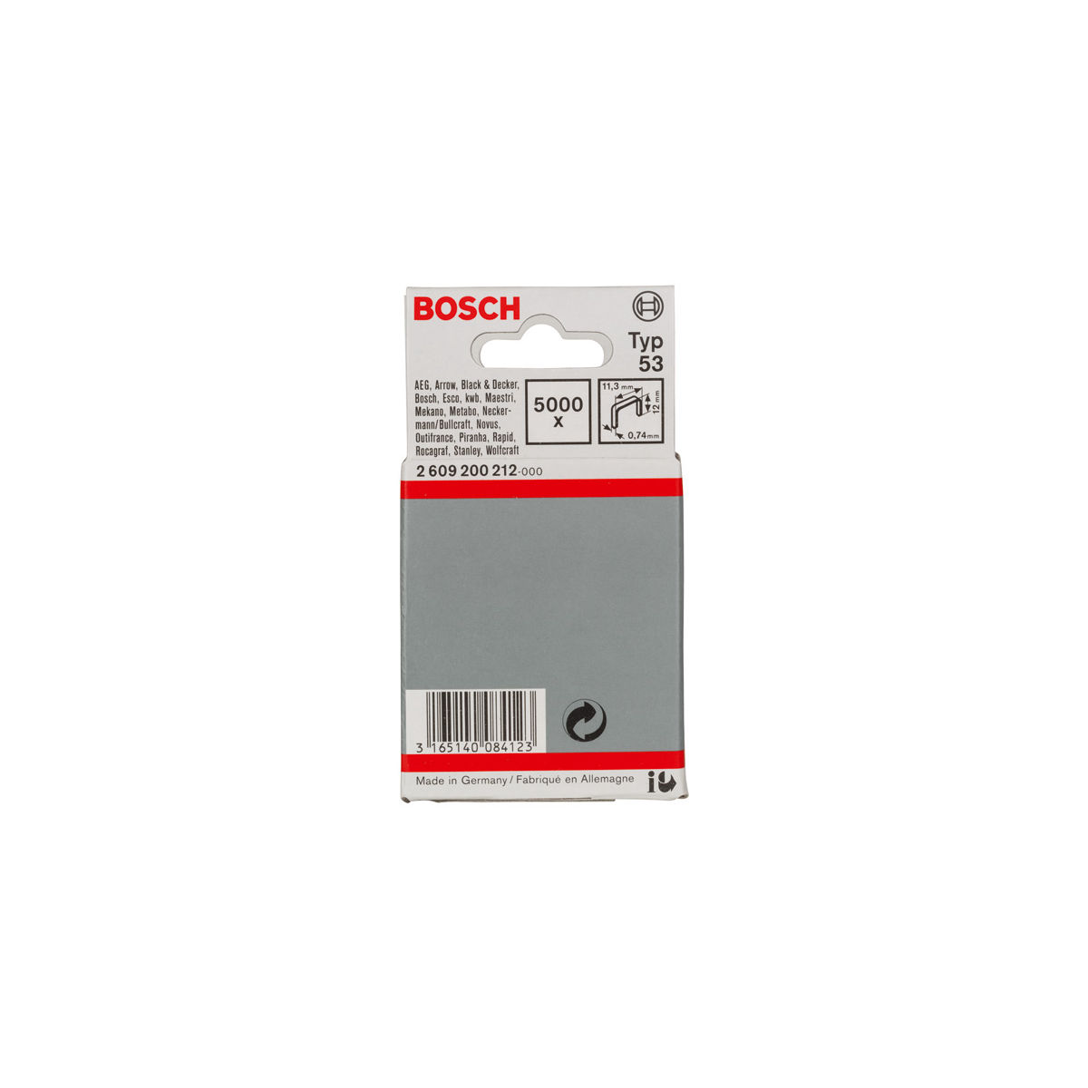 Feindrahtklammer Typ 53, 11,4 x 0,74 x 12 mm, 5000er-Pack