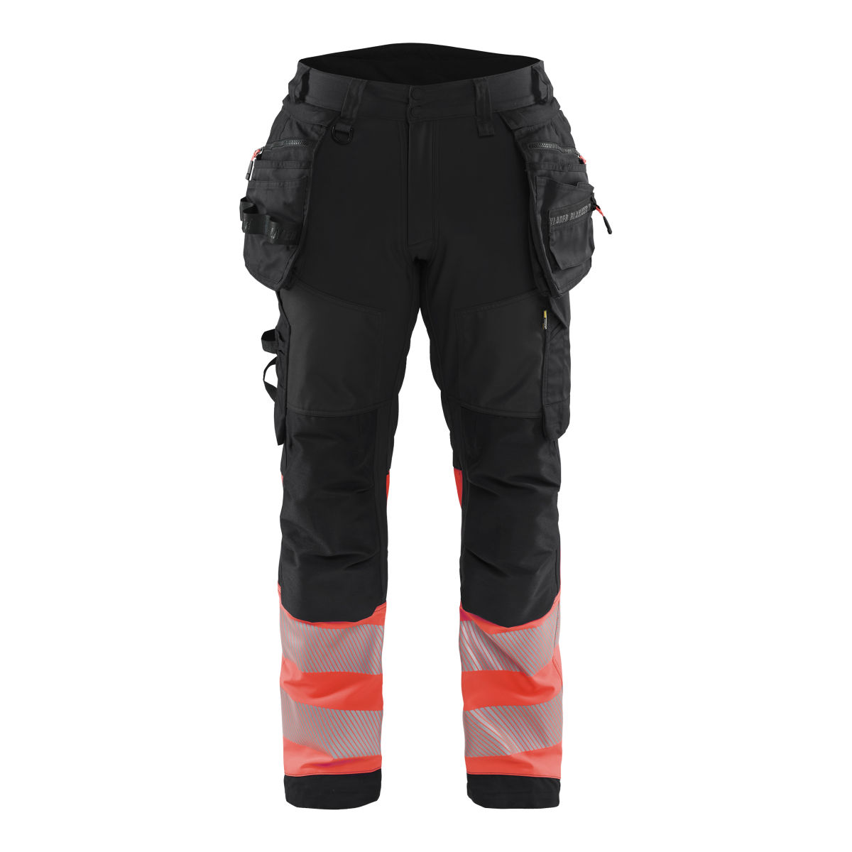 High Vis Arbeitshose Softshell Schwarz/High Vis Rot C62, high vis rot / schwarz
