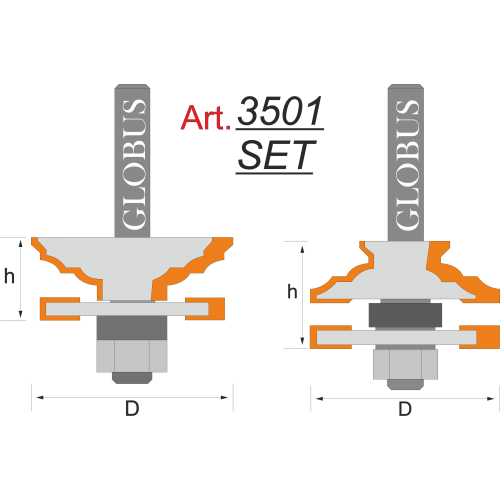 Фреза ГЛОБУС 3501 Set комбинированная рамочная D46 d12 L24