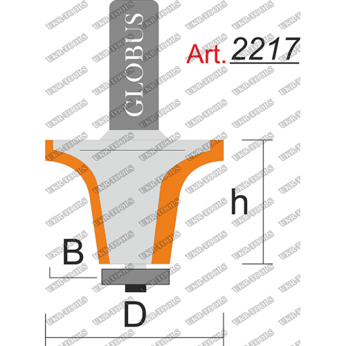 Фреза ГЛОБУС 2217 кромочная фигурная с нижним подшипником B12 R8 D37 h22 d8