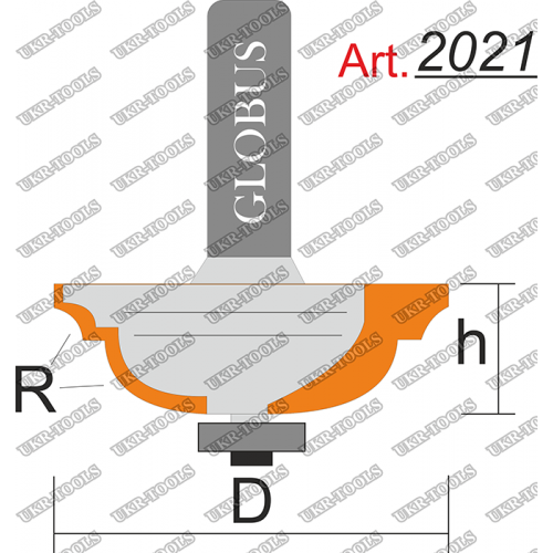 Фреза ГЛОБУС 2021 кромочная калевочная с нижним подшипником R4/10 D46 h18 d8