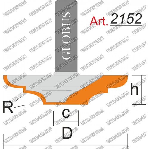 Фреза ГЛОБУС 2152 пазовая фасонная R4 D28 h8 d8