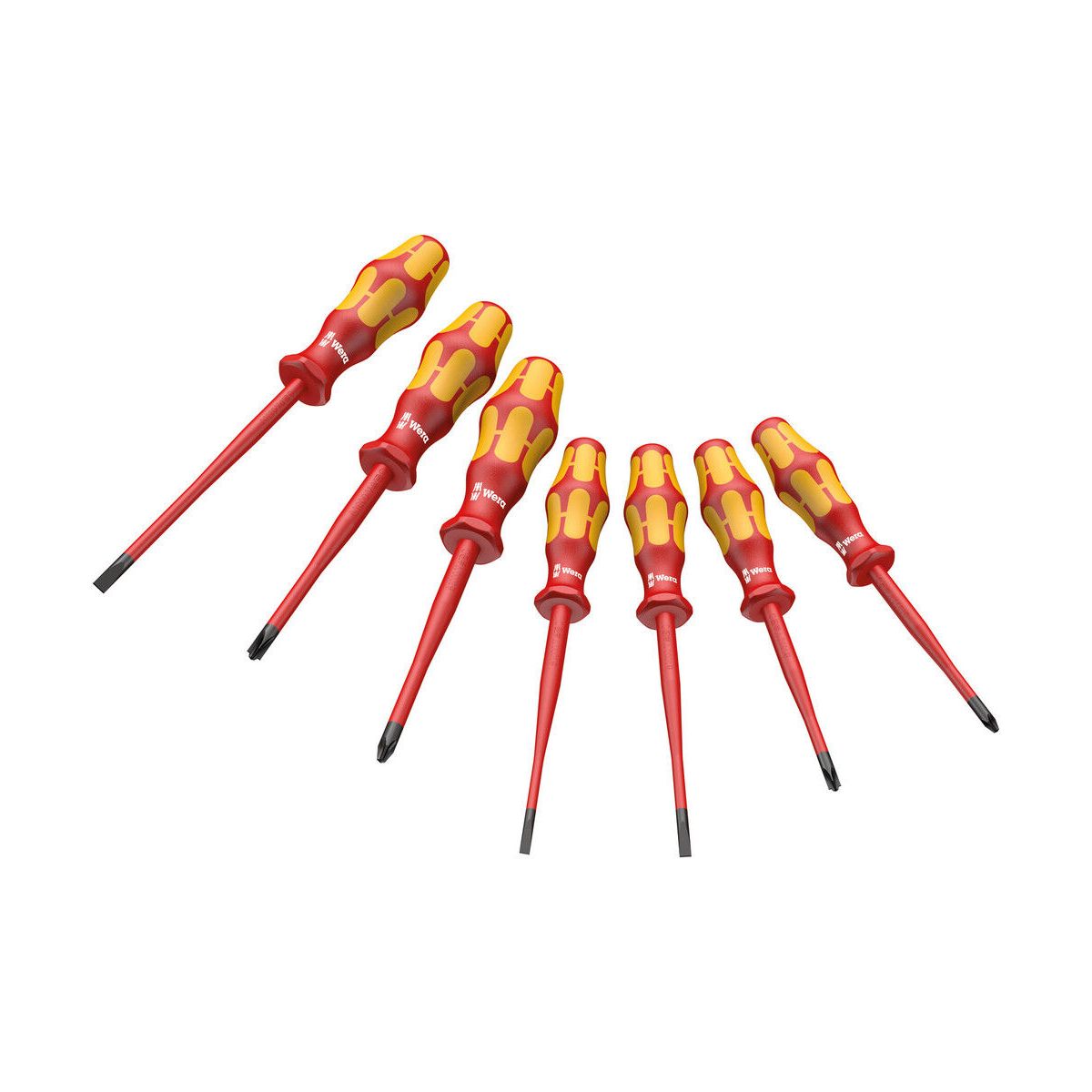 160 iSS/7 Schraubendrehersatz Kraftform Plus Serie 100. Mit reduziertem Klingen- und Griffdurchmesser, 7-teilig