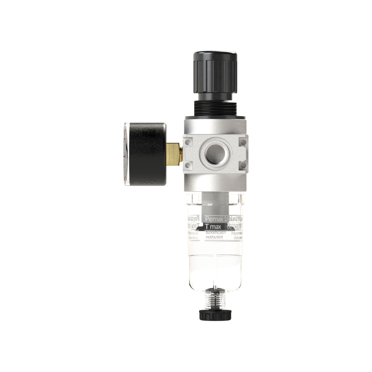 Filterregler »multifix-mini«, mit Polycarbonatbehälter, G 1/8, 0, 5-10 bar