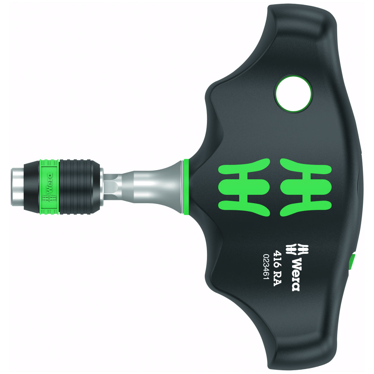 Kraftform-Quergriffhalter für 1/4 Zoll Bits mit integrierter Ratsche und Schnellwechselfutter, Sechskant-Aufnahme: 6,3mm