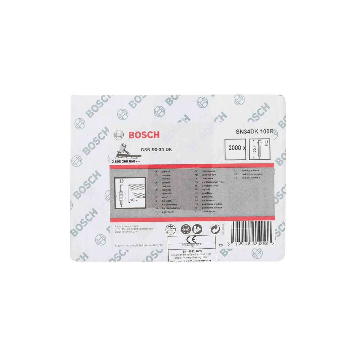 D-Kopf Streifennagel SN34DK 100R, 3,1 mm, 100 mm, blank, 2000 Stk.