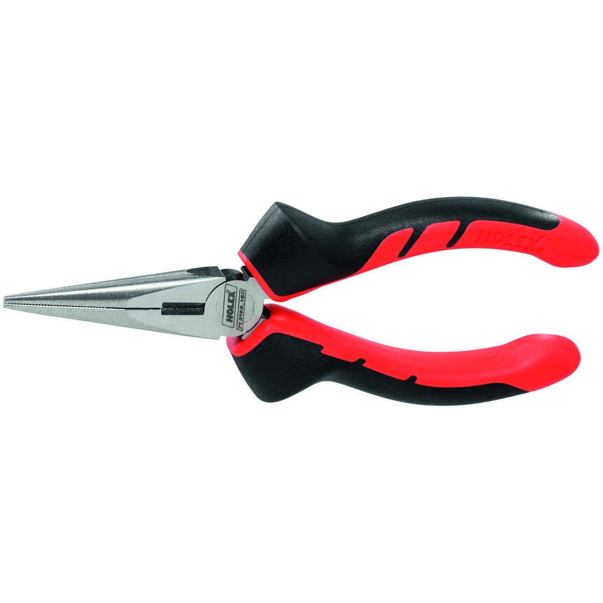 Flachrundzange gerade, blank, mit Griffhüllen, ganze Länge: 160mm