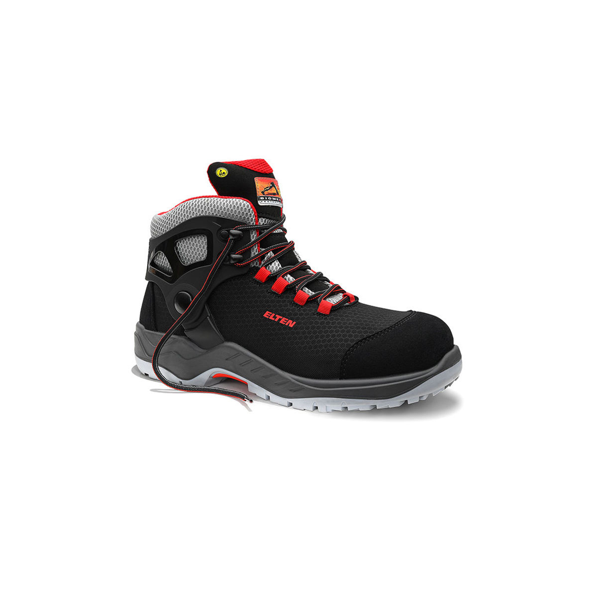 Sicherheitsschnürstiefel ARTURO schwarz-rot Mid ESD S3S, Größe 45