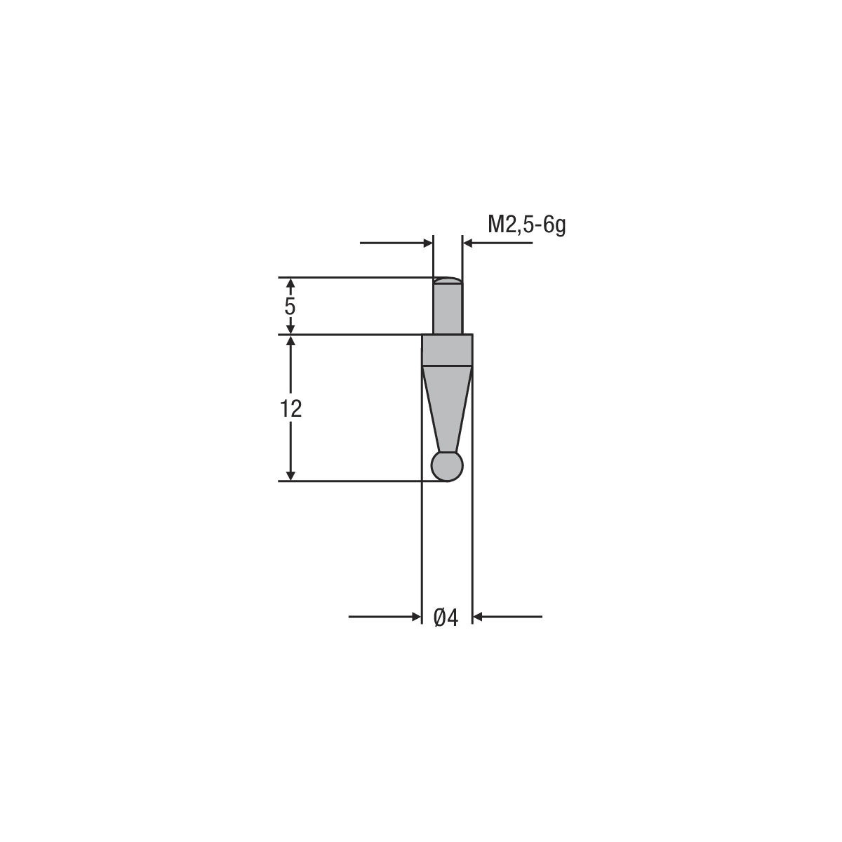 Messeinsatz M2,5mm Kugel ø 3,0 mm