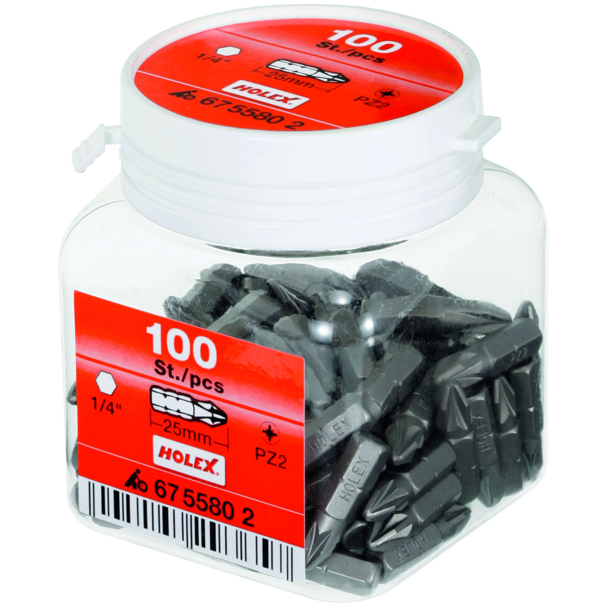 Bit für Pozidriv, 1/4 Zoll, Großgebinde 100-teilig, Kreuzschlitz-Größe: 1