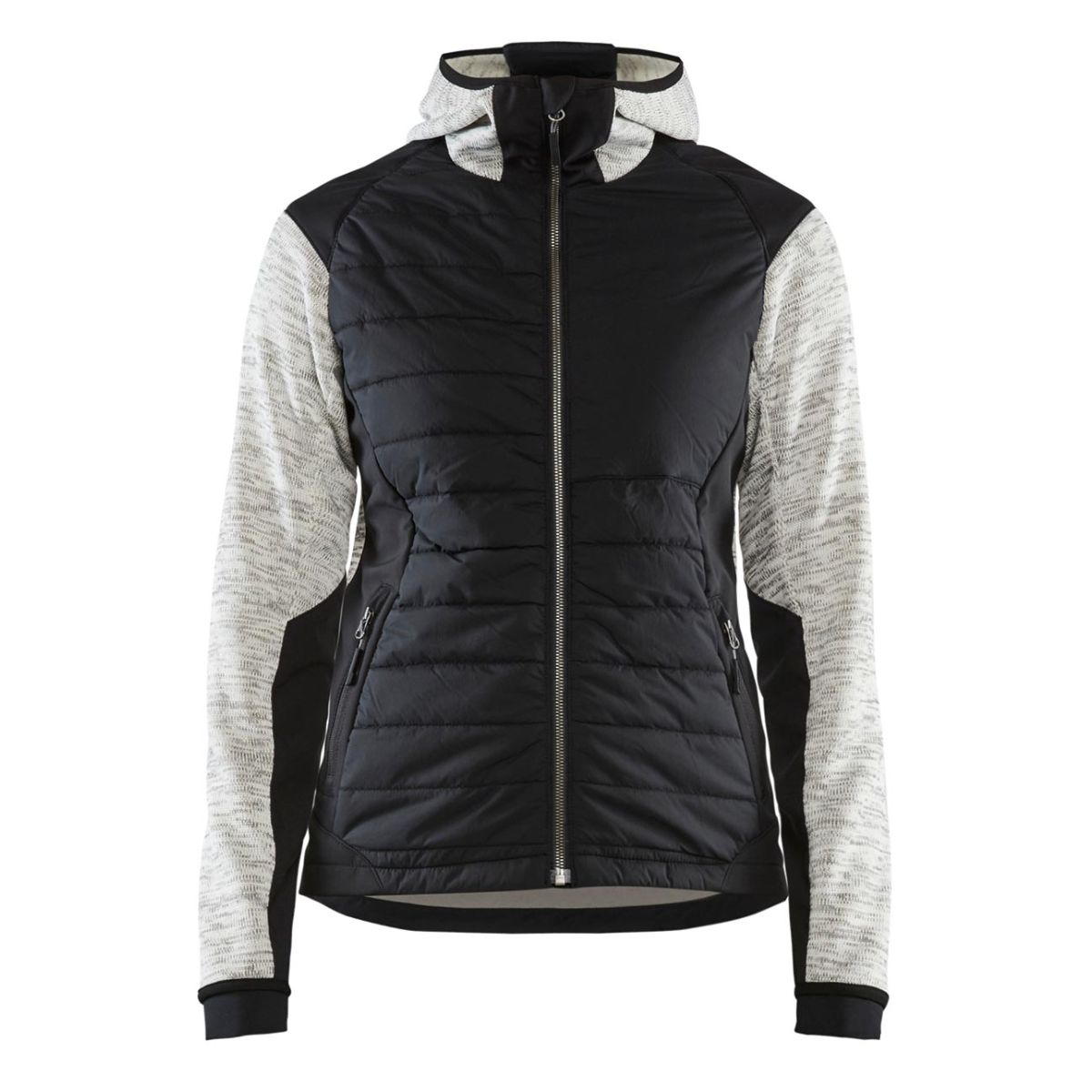 Damen Hybrid Jacke, grau melange / schwarz, Unisex-Größe: M